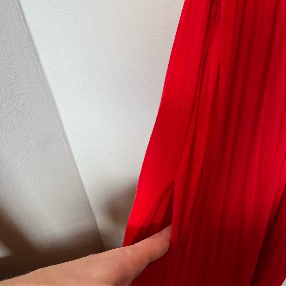 Vibrant Red Sleeveless Maxi Dress with Pockets - Size XL - Long Summer Dress - Picture 6 of 7